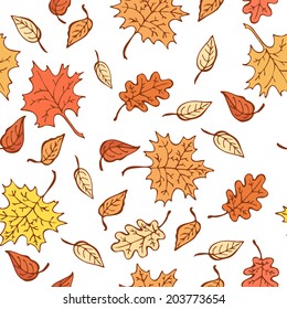 Autumn leaf seamless pattern, yellow and orange color. Vector illustration, EPS 10.