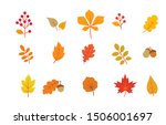 Autumn leaf set. Fall leaves nature icons over white background. Nature floral symbol collection
