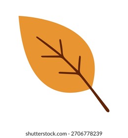 Autumn leaf with simple line art. Fall season, nature, and eco-friendly design concept, vector illustration