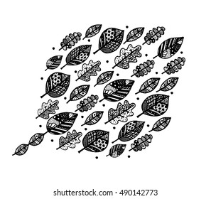 Autumn leaf, sketch for your design. Vector illustration