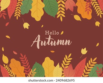 Autumn leaf stylish frame banner