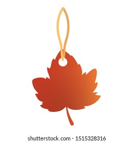 autumn leaf tag hanging seasonal icon vector illustration design