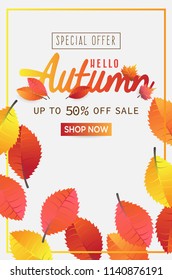 autumn leaf vector illustration background with autumn special offer sale