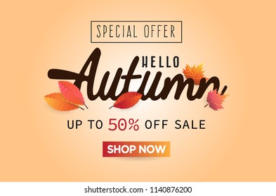 autumn leaf vector illustration background with autumn special offer sale