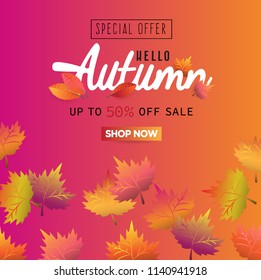 autumn leaf vector illustration background with autumn special offer sale