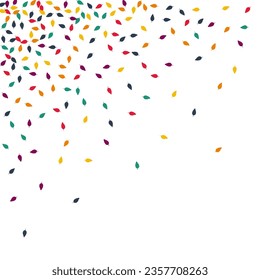 Autumn Leaf Vector White Background. Yellow Foliage November Backdrop. Nature Confetti Design. Green Confetti Illustration.