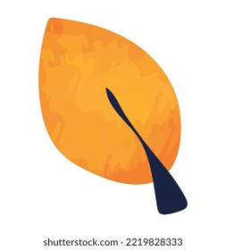 Autumn leaf with watercolor texture vector illustration isolated on transparent background. Abstract simple foliage element. Orange color. Flat style clip art