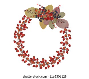 Autumn leaf wreath and seasonal fall greeting vector design for wedding invitations, greeting cards, and sale banner.