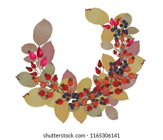 Autumn leaf wreath and seasonal fall greeting vector design for wedding invitations, greeting cards, and sale banner.