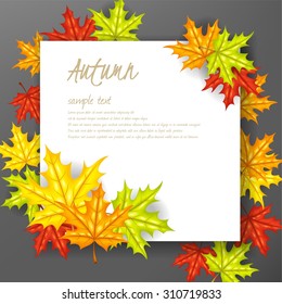 Autumn leafs background with paper sign