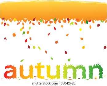 autumn leafs background with text made of leaf