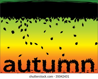 autumn leafs background with text made of leaf
