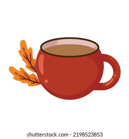 hojas de otoño con icono de taza de café