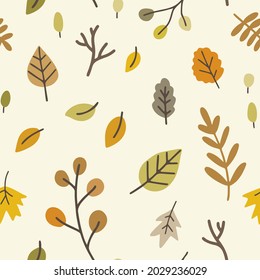 Autumn leafs cute doodle pattern. Seamless texture for textile, fabric, apparel, wrapping, paper, stationery.