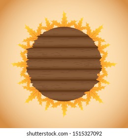 autumn leafs foliage circular frame vector illustration design