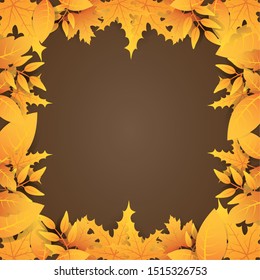 autumn leafs foliage decorative frame vector illustration design