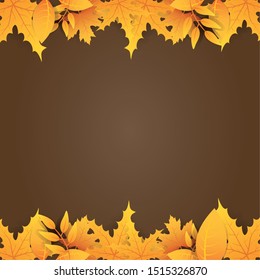 autumn leafs foliage decorative frame vector illustration design
