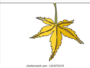 Autumn leafs illustration-continuous line drawing