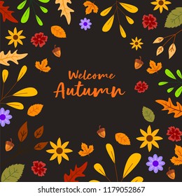 Autumn Leafs And Nuts Pattern Background For Autumn