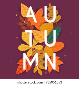 Autumn. Autumn leafs on the background. Flat design modern vector illustration concept.