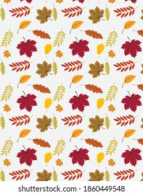 Patrón de hojas de otoño para la impresión de tejido y envoltura de papel, archivo vector eps.