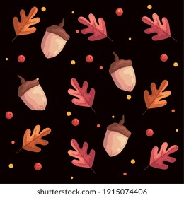 hojas de otoño plantas diseño de ilustraciones vectoriales de follaje y nueces