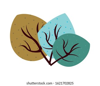 autumn leafs plants nature icons vector illustration design
