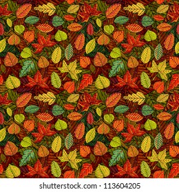 Autumn leafs vector seamless pattern