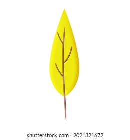 Autumn leave 3D. Fall leaf, minimal 3d render, plasticine, vector