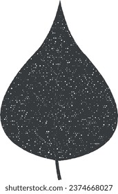 Autumn leave, brown icon vector illustration in stamp style