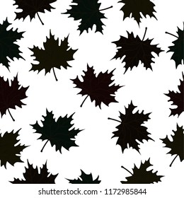 Autumn leave. Autumn. Maple leaves on white background. Black and white pattern. Simple seamless pattern.