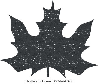 Autumn leave, red icon vector illustration in stamp style