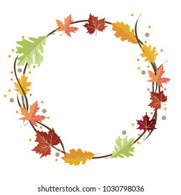Autumn leave wreath vector design.