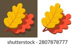 Autumn leaves 3d clipart. Vector isometric illustration.
