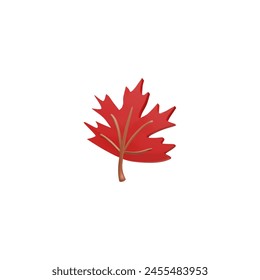 Autumn leaves. 3D vector image of a red maple leaf on an isolated background, done in a bright cartoon style. Ideal as an element for autumn-themed designs.