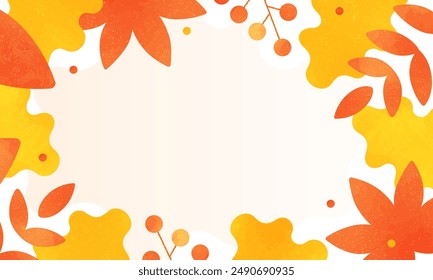 Autumn leaves. Abstract background with autumn leaves. Cute vector frame material.