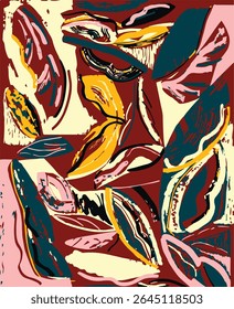 Folhas de outono fundo abstrato, outono, fundos, flor, caindo, padrão floral, ilustração, vetor, folha, arte de linha, abstrato, fundos abstratos, natureza, forma geométrica, botânica, padrão,