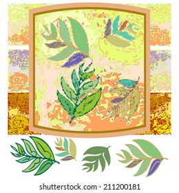 Autumn leaves Abstract set of elements on autumn theme, in shades of yellow.