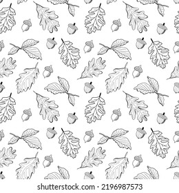 Autumn leaves with acorn seamless vector pattern for textile, print, fabric, wrapping paper, wallpaper