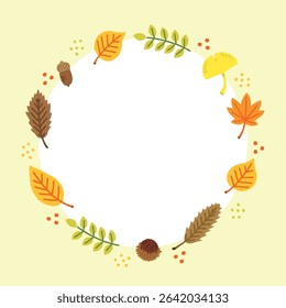 Autumn Leaves and Acorns Background – Hand-Drawn Fall Illustration with Text Space