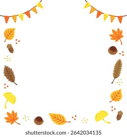 Autumn Leaves and Acorns Background – Hand-Drawn Fall Illustration with Text Space