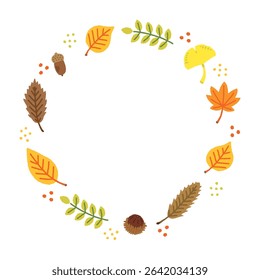 Autumn Leaves and Acorns Background – Hand-Drawn Fall Illustration with Text Space