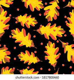 Autumn leaves, Acorns and chestnuts seamless pattern