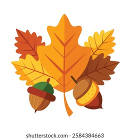 autumn leaves acorns mascot logo