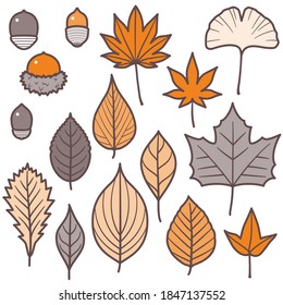Autumn Leaves and Acorns Set 2 Colors
