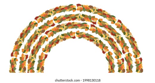 Autumn leaves arch Vector illustration for fall season design Copy space Isolated on white background