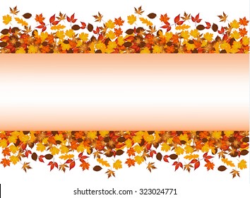 Autumn leaves around blank rectangle. Vector banner, fully editable.