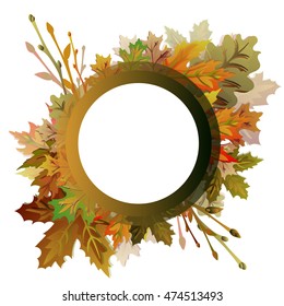 Autumn leaves arranged in a circle. Vector