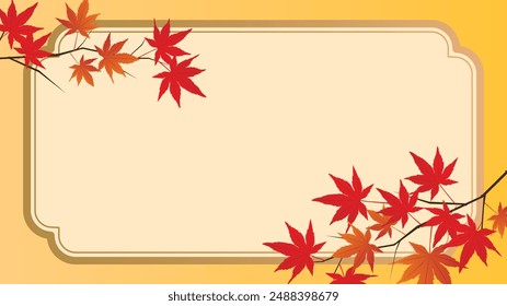 Autumn leaves Asian style frame border background