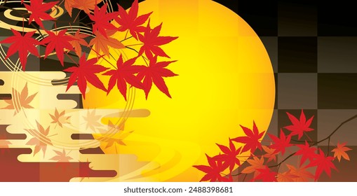 Autumn leaves Asian style frame border background